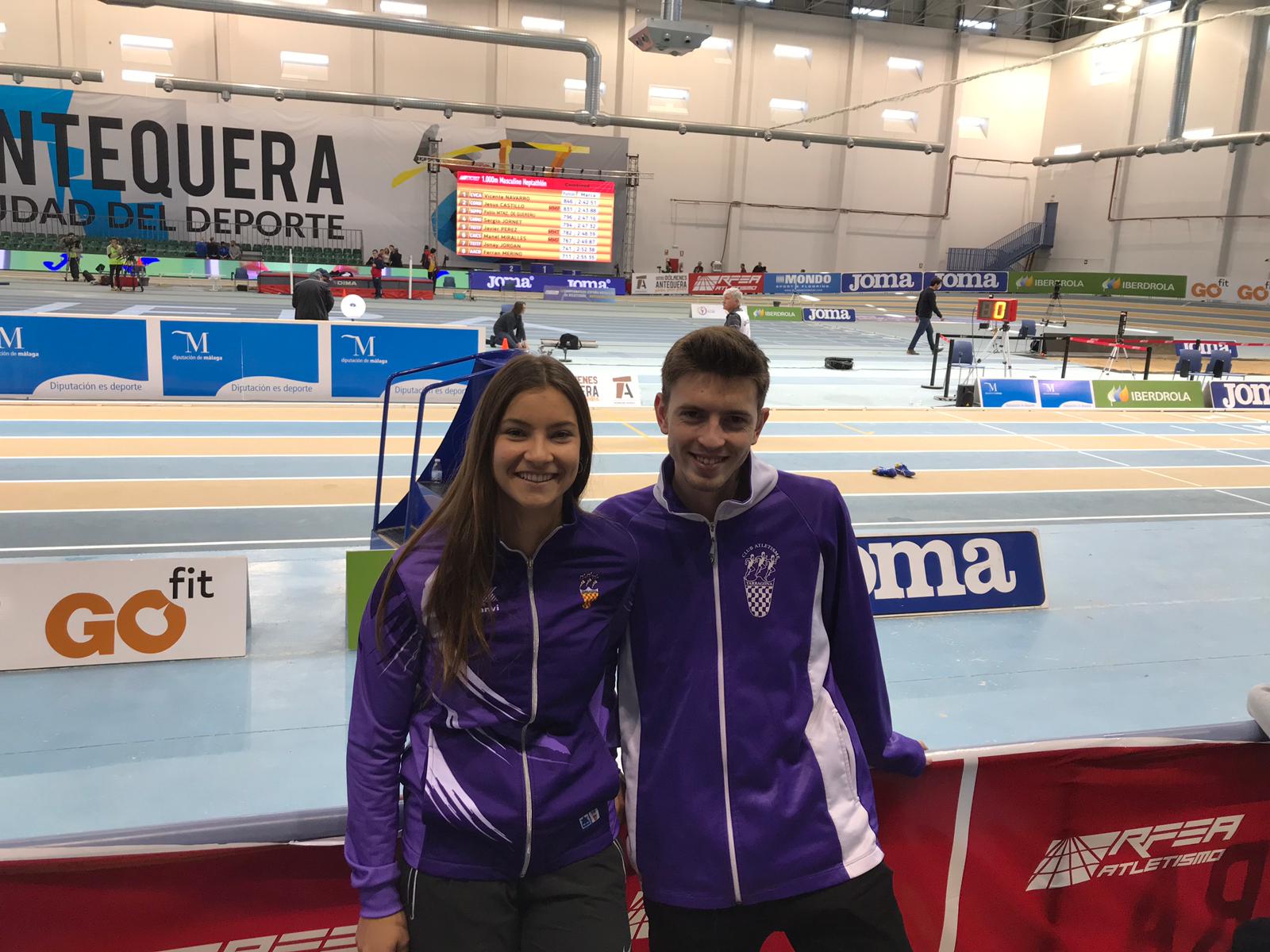 Mireia López i Jan Sans a l'Estatal de pista coberta